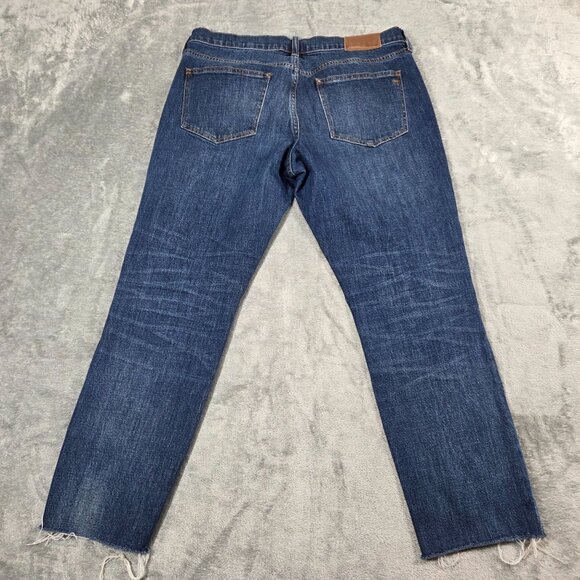 Madewell Jeans Womens 28 Blue Slim Boyjean Raw Hem Ankle Stretch Denim Preppy - Picture 5 of 11